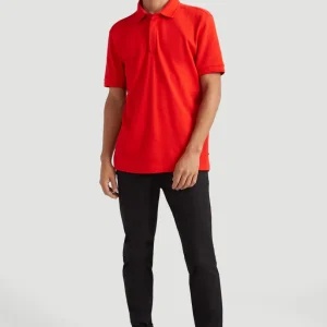 Hybrid Waffle Polo Shirt | Fiery Red -A