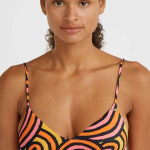 Wave Crop bikinitop | Orange Rainbow Stripe