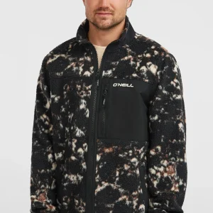 Must-Have High-Pile fleecevest met volledige rits | Black/Beige Quarry