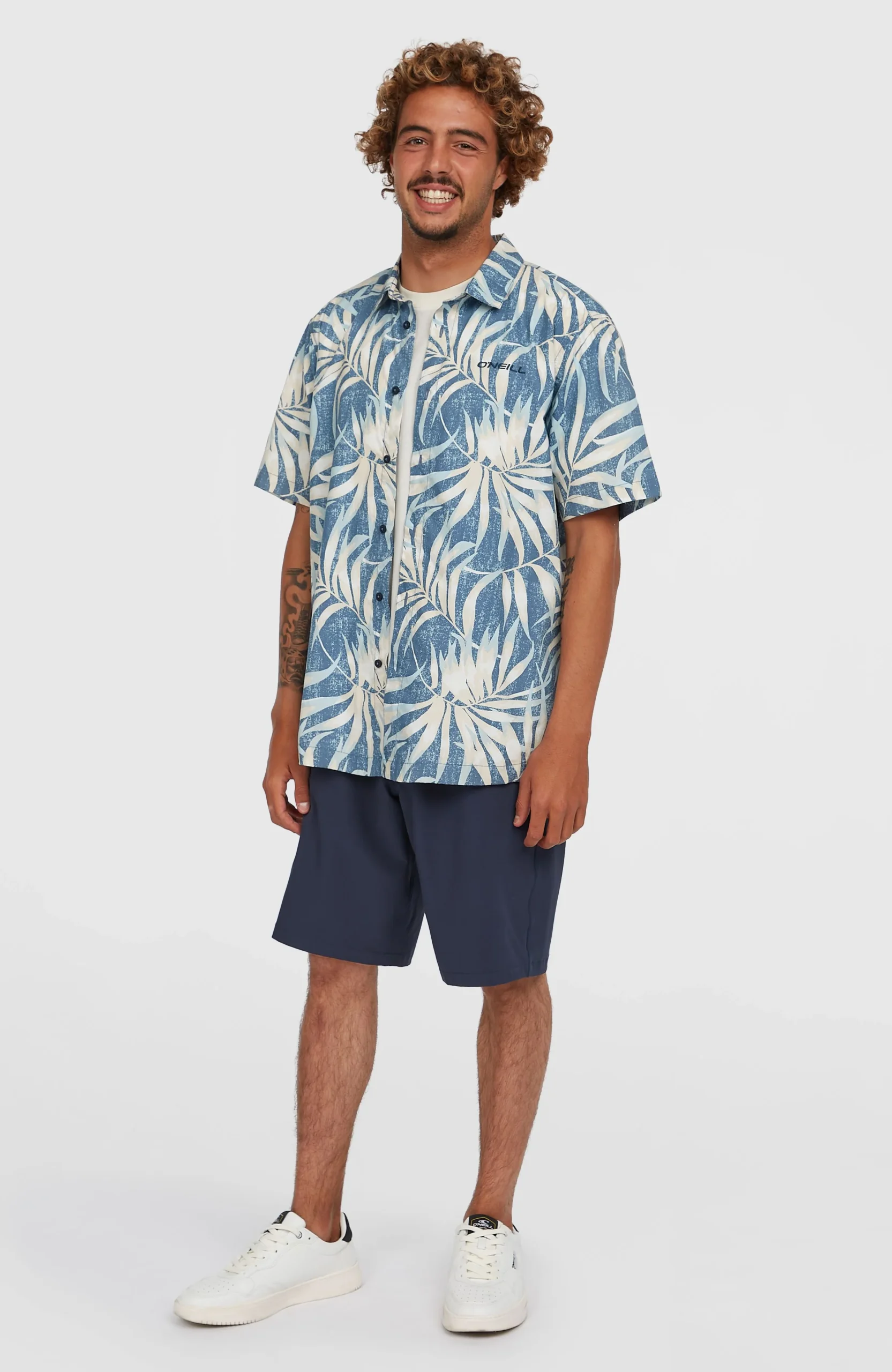 Print overhemd | Blue Dipped Leaves - Afbeelding 5