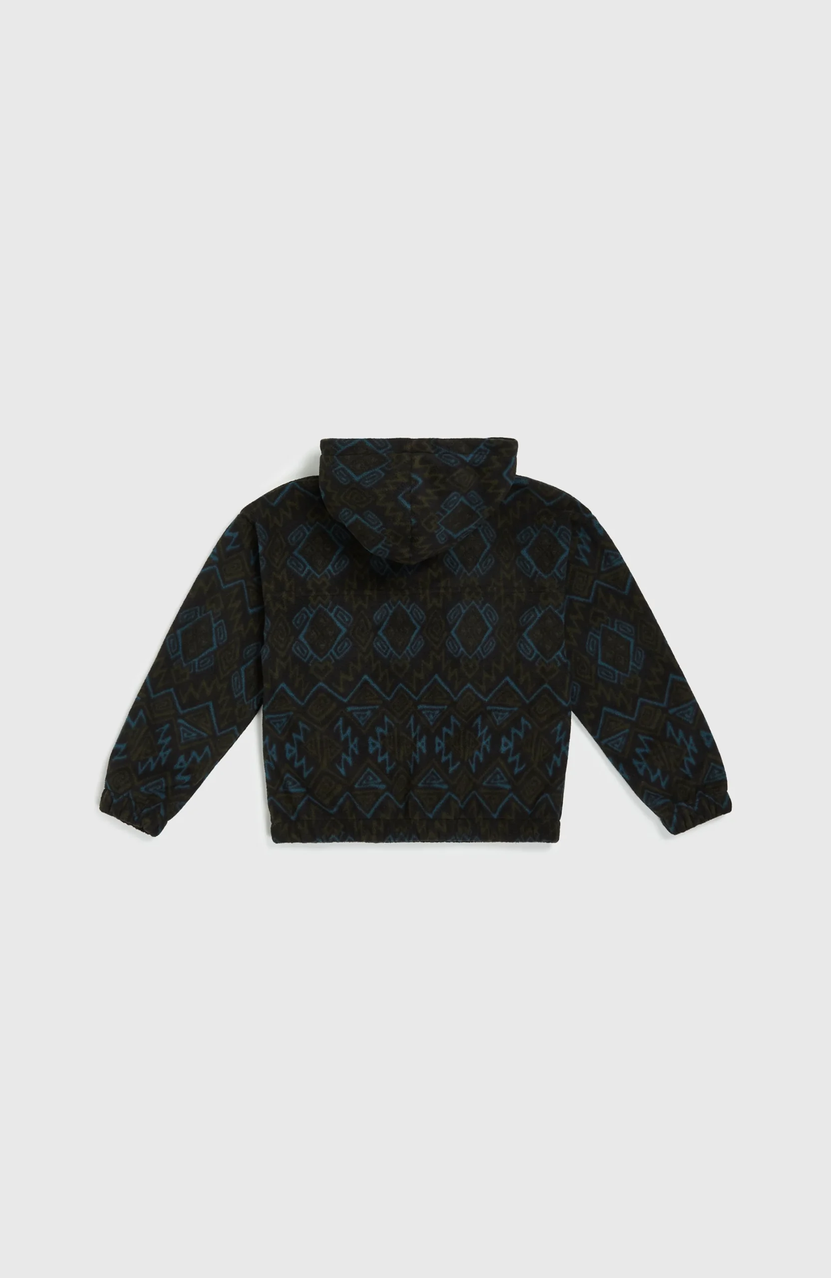 Superfleece hoodie met halve rits | Black Retro Ikat - Afbeelding 7