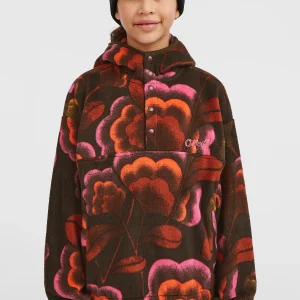 Superfleece hoodie met halve rits | Brown Originals Flower