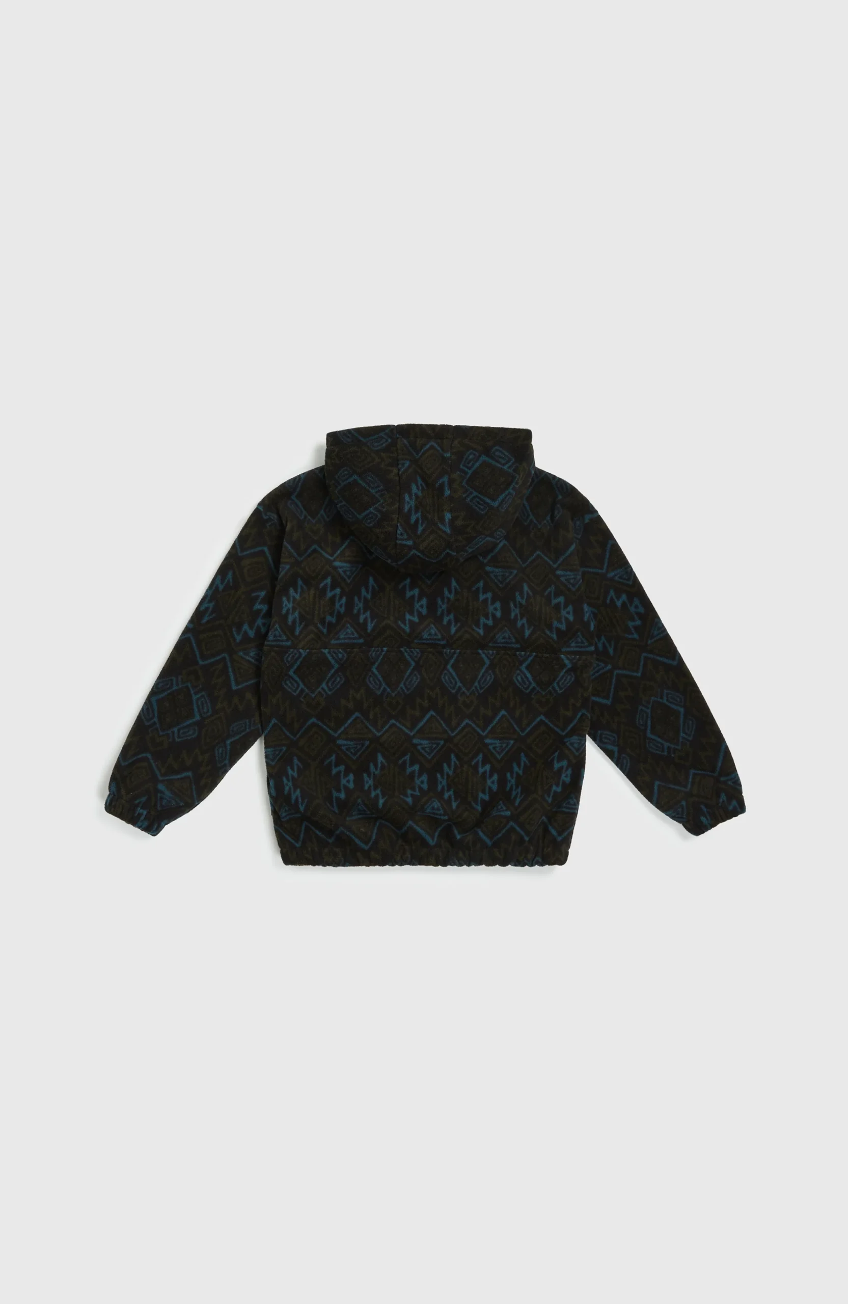 Superfleece hoodie met halve rits | Black Retro Ikat - Afbeelding 3