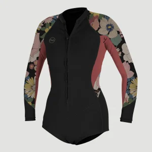 Bahia 2/1mm Front Zip Long Sleeve Spring Wetsuit | BLACK/TEAROSE/TWIGGY