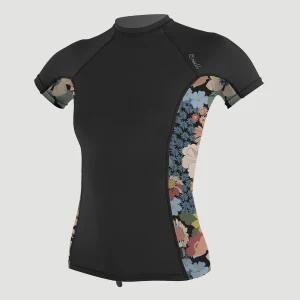 Side Print Short Sleeve Rash Guard | BLACK/TWIGGY