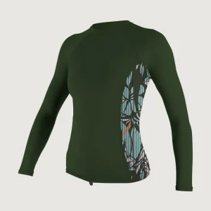 Side Print Long Sleeve Rash Guard | Dark Green