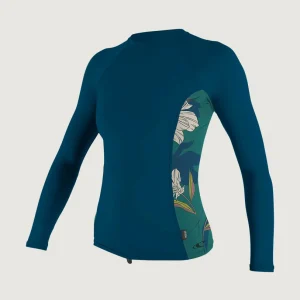 Side Print Long Sleeve Rash Guard | Dark Blue