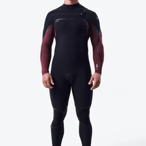 Hyperfreak Fire 4/3mm Chest Zip Full Wetsuit | BLACK/DARK RED