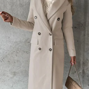 Urban Elegance Button-Up Coat – Lange Damesjas met Klassieke Knopen & Moderne Snit